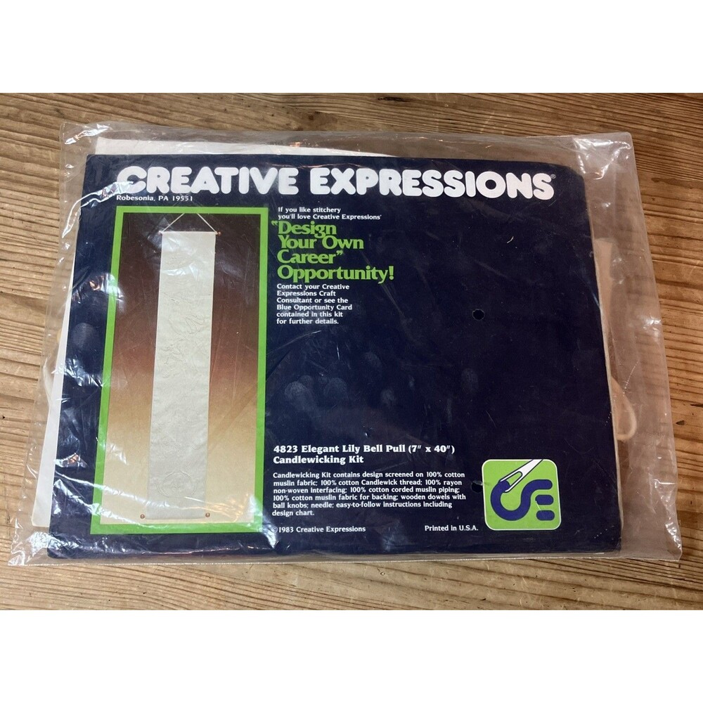 VTG 1983 Creative Expressions 4823 Elegant Lily Bell Pull Candlewicking Kit NOS